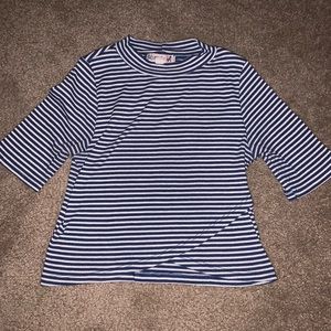 Striped Ribbed Wrap Crop Top